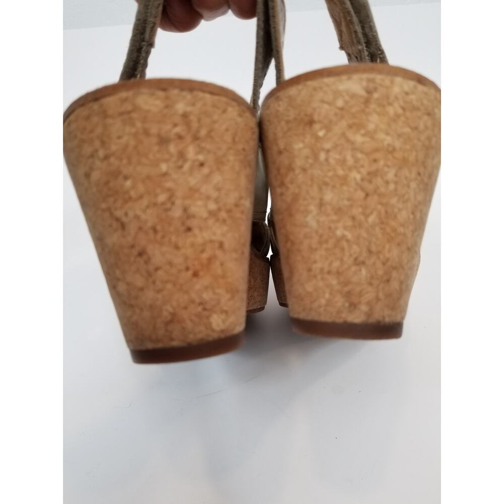 Clarks Artisan Aisley Tulip Cork Wedge Heel Leather Slingback Sandals Tan Size 8 - Picture 6 of 8